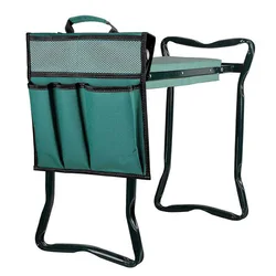 Garden Kneeler Seat Tool Bag Foldable Planting Tool Storage Tote Gardening Supply Tool Organizer Pouch Black