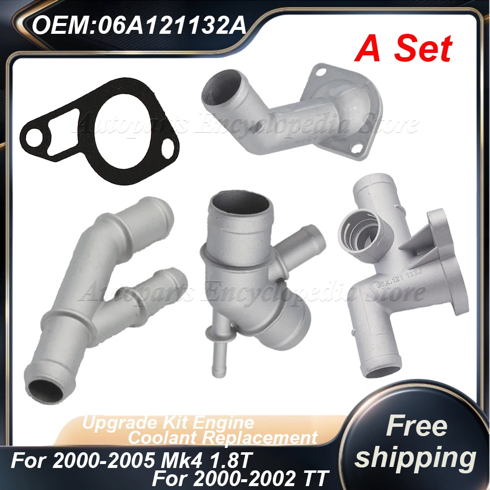 A Set 06A121132A For MK4 1.8T TT Aluminum Coolant Flange Upgrade Kit Engine Coolant Replacement