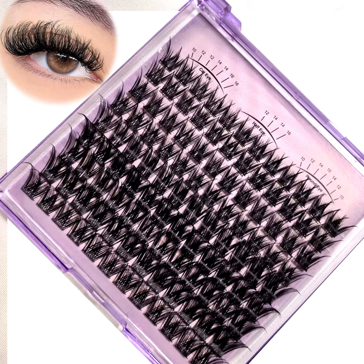 HBZGTLAD 10Row 5D Fluffy Thick Lashes Clusters 10-18mmMix Wispy Individual Lashes Extensions Clusters DIY Makeup False Eyelashes