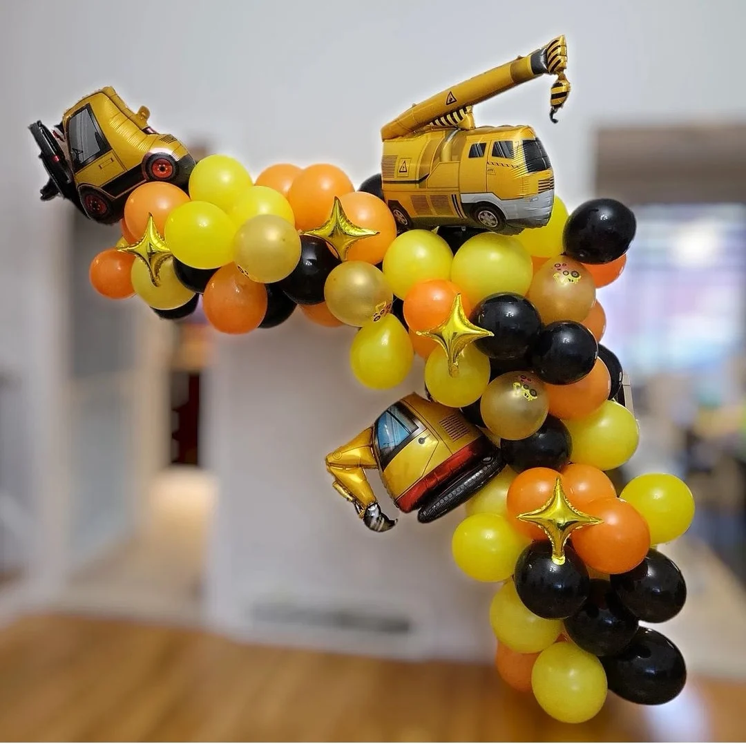 Construction Birthday Party Decor 12pcs Mini Construction Foil Balloon Boys Tractor Balloon Truck Vehicle Birthday Party Balloon