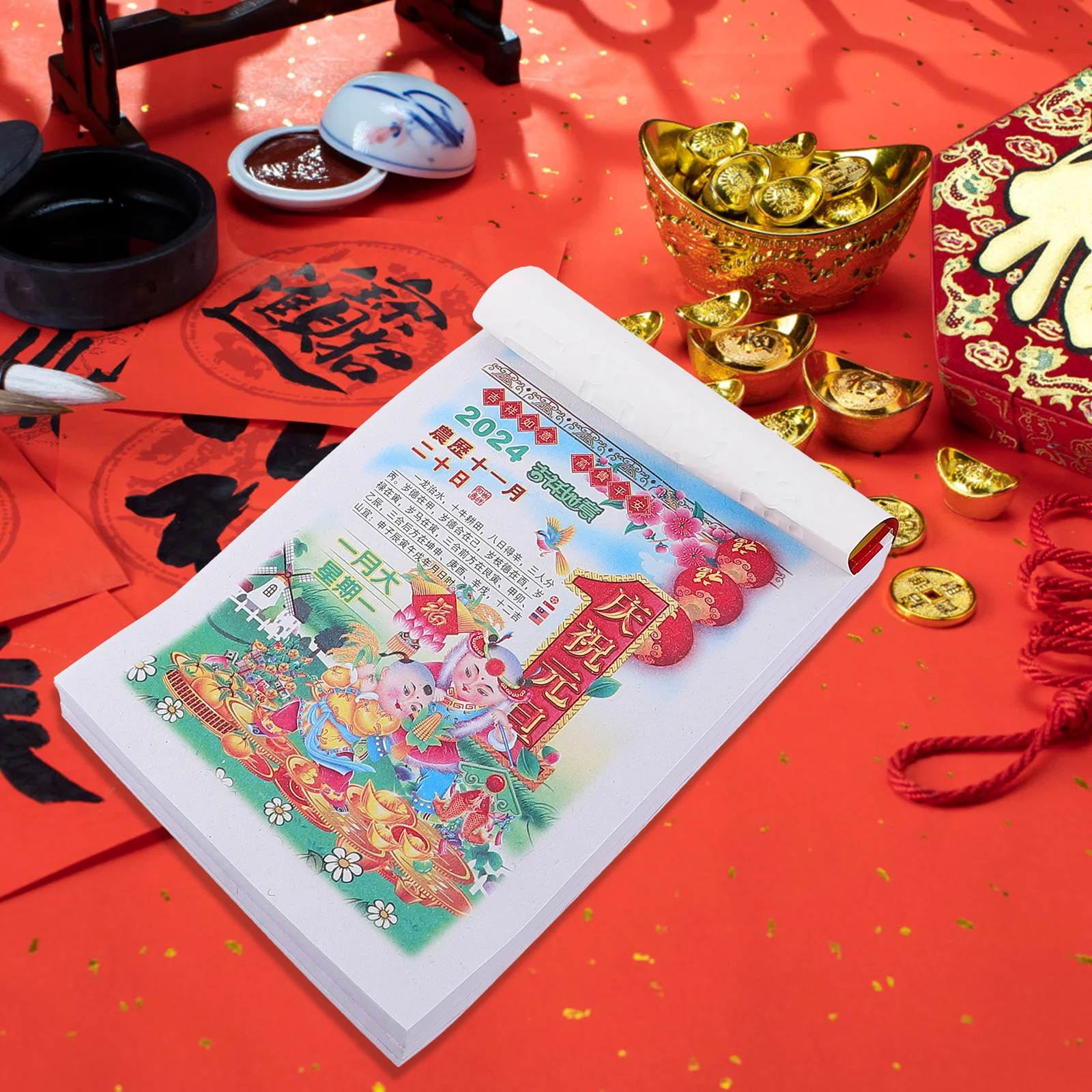 Home Calendar Household Hand-pulled Dragon Year Dahuang to Win The Auspicious Days of Zodiac (50 Opens) Chinese Style Feng Shui