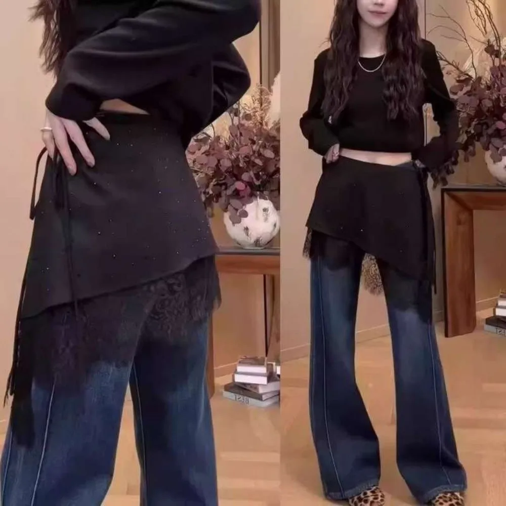 saia-de-renda-com-camadas-irregulares-e-cinto-design-de-renda-com-strass-tecido-respiravel-meia-saia-casual