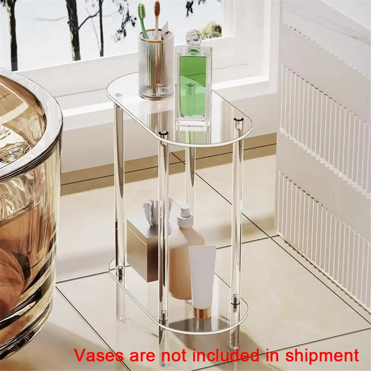 H-W Sofa Table Side Transparent Tea Tables Table Acrylic Storage Cabinet Nightstands Acrylic Coffee Table for Home Decor
