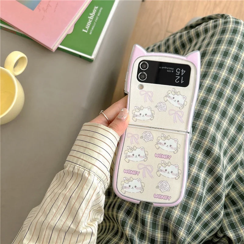 Plüsch Katze Anhänger Lanyard Handy hülle für Samsung Galaxy Z Flip 6 5 4 3 Schutzhülle für ZFlip4 ZFlip5 ZFlip6 Hülle
