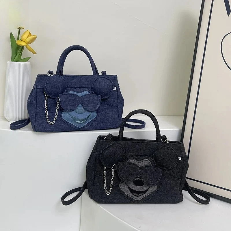 

Джинсовая сумка с цепочкой, модная универсальная сумка через плечо, трендовая стильная женская сумочка