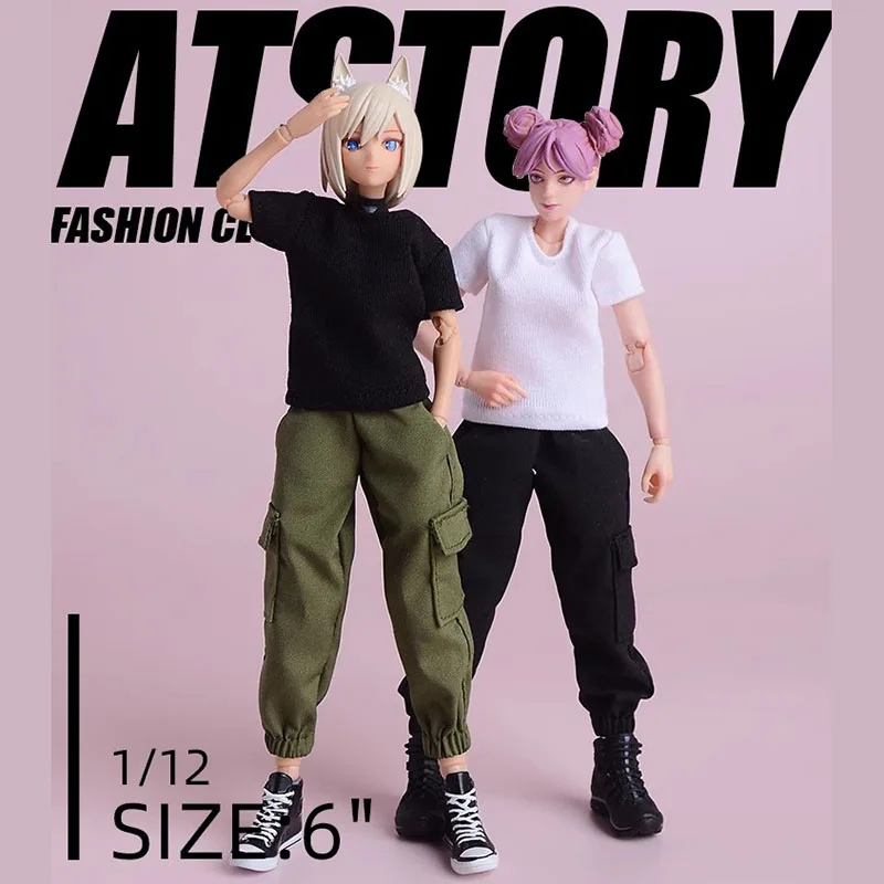 ATStory 1/12 Female Tshirt Hoodie Work Pants Pleated Skirt Clothes Model Fit 6'' SnailShell SHF Romankey Action Figure Body Doll
