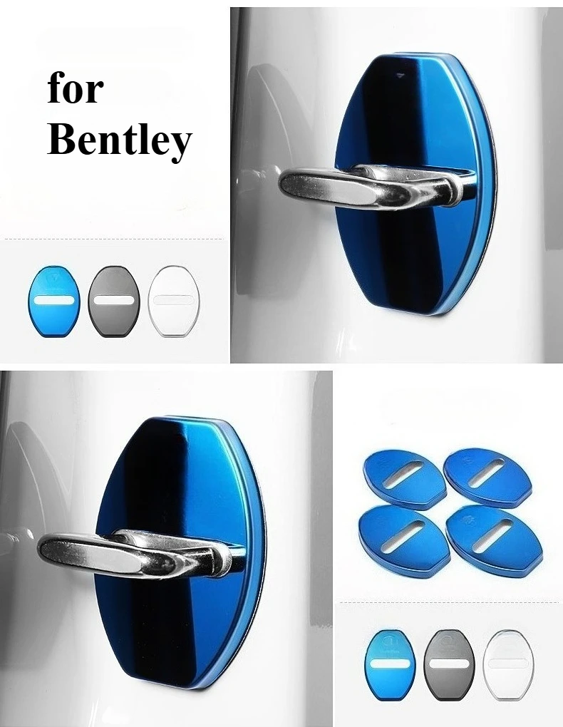 4pcs Zinc Alloy Car Door Lock Buckle Cover Protective Covers for Bentley Continental GT Flying Spur Bentayga Mulsanne