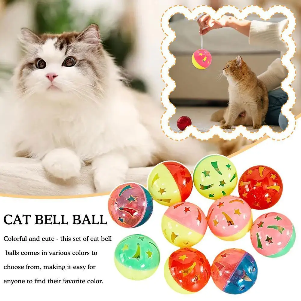 1Pc 5cm Plastic Balls Pet Cat Kitten Play Balls With Jingle Bell Pounce Chase Rattle Toy Colourful Cat Self-entertainment Supply