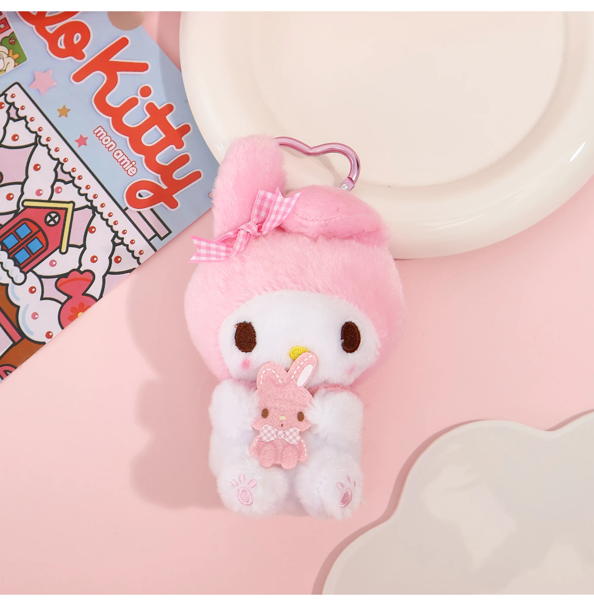 Original Sanrio Hello Kitty Kuromi Melody Pochacco Cinnamoroll Stofftier Anhänger Niedliche Plüschtiere Schlüsselanhänger Schlüsselanhänger Geburtstagsgeschenk – Detail 8