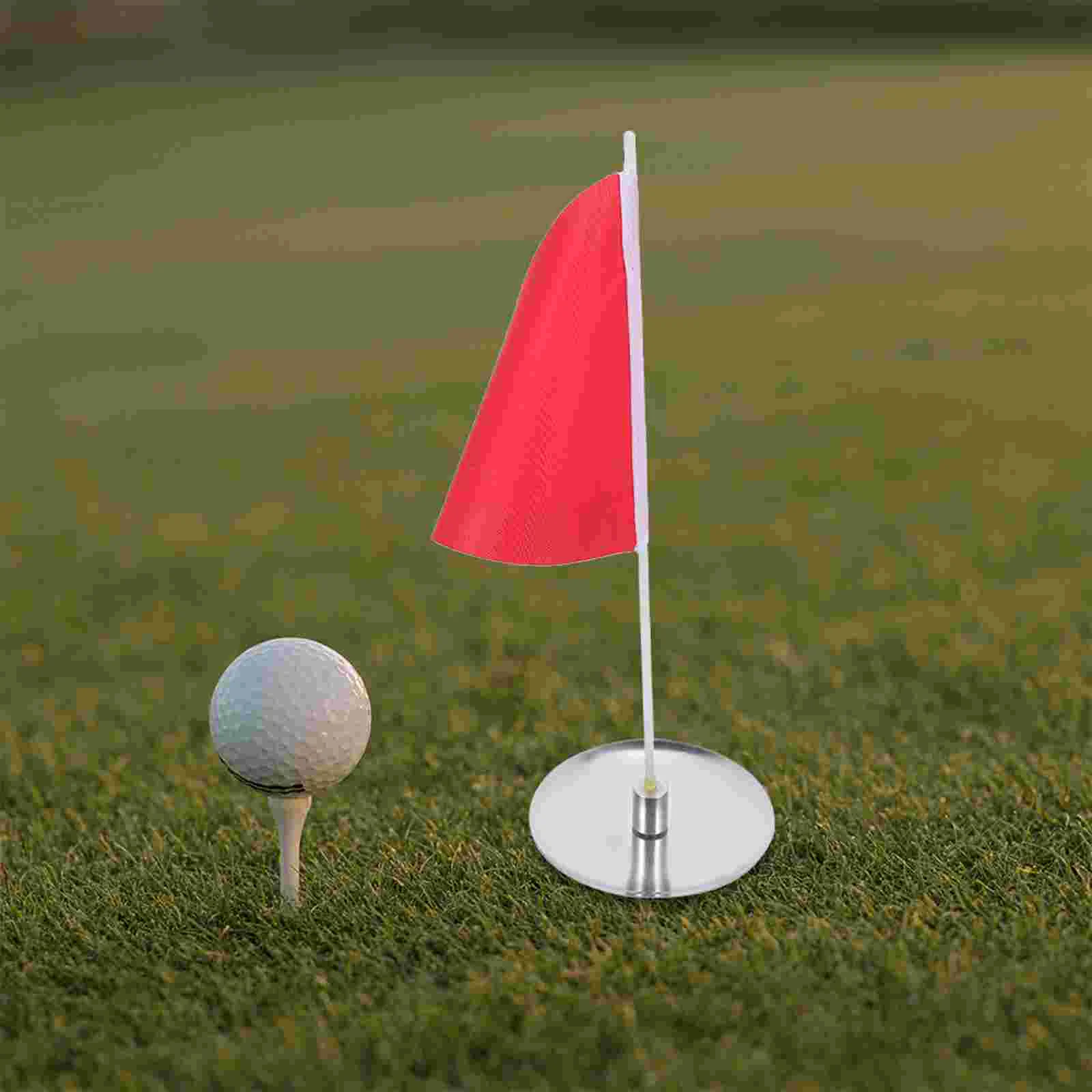 Golf Ball Flagpole Practice for Golfing Flags Small Golfs Portable Hole Cup Tray