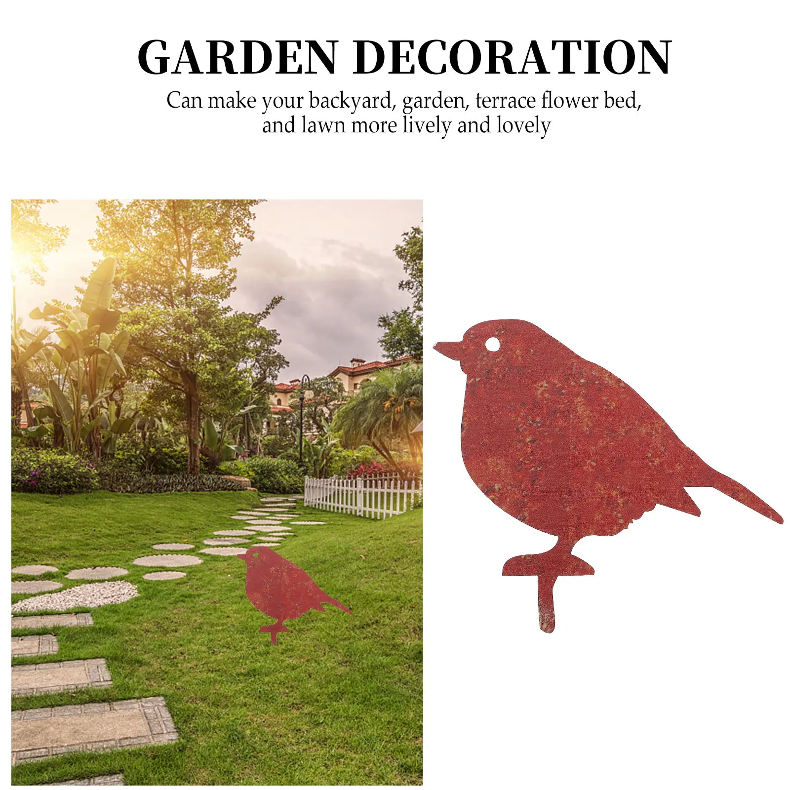 Rustic Stake Yard Sign Garden Decoration Outdoor Lawn Ornament Animal Shape Ground Insert Yard Sign Bird Stake