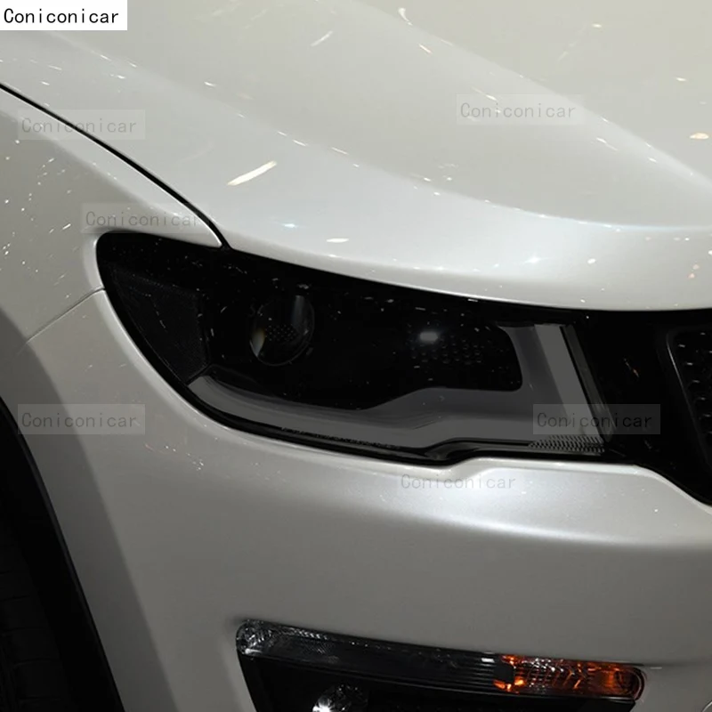 For JEEP Compass 2017-2020 Car Headlight Black TPU Protective Cover Film Front Light Tint Change Color Sticker Accessories view 3