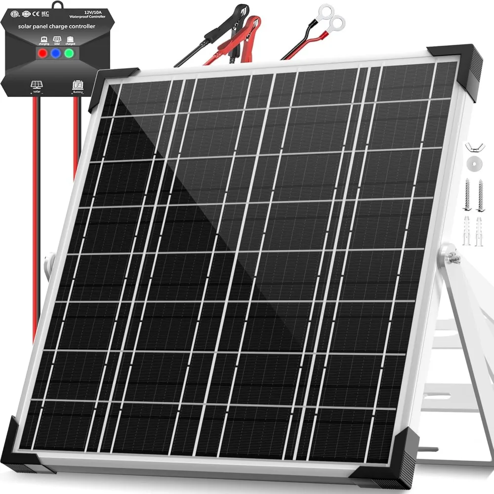 

20W 12V Solar Panel Kit: Waterproof Trickle Charger with Upgraded Charge Controller and Adjustable Features