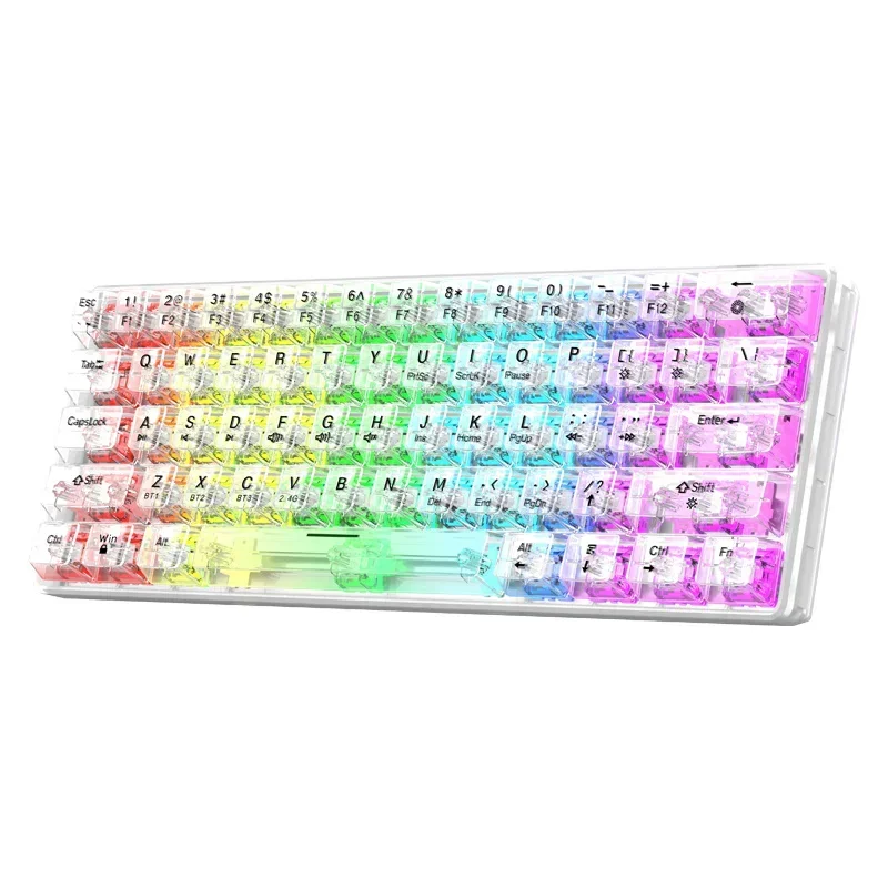 

K30 Pro Bluetooth 2.4G Wireless Wired 3-mode Transparent Mechanical Keyboard White Axis Customized Hot-swappable RGB Backlight