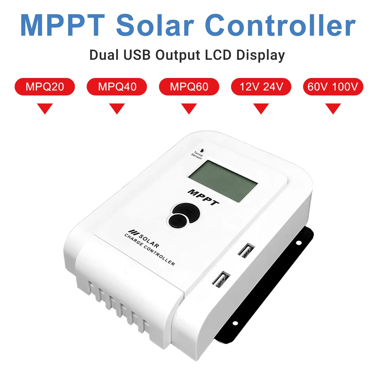 Contrôleur MPPT pour charge solaire automatique, 12V, 24V, Sochi 20A, 40A, 60A, chargeur de batterie, contrôle de sortie USB pour les touristes