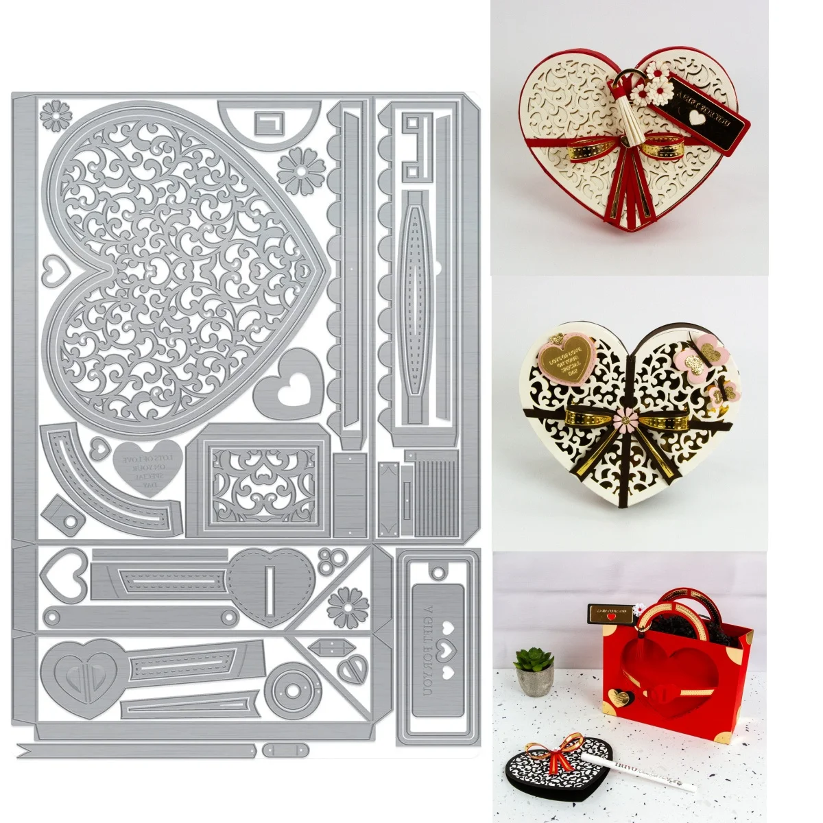 

Valentine's Day 2026 Love Heart Box Metal Cutting Dies for DIY Making Card Scrapbook Embossed Craft Supplies Template Decoration