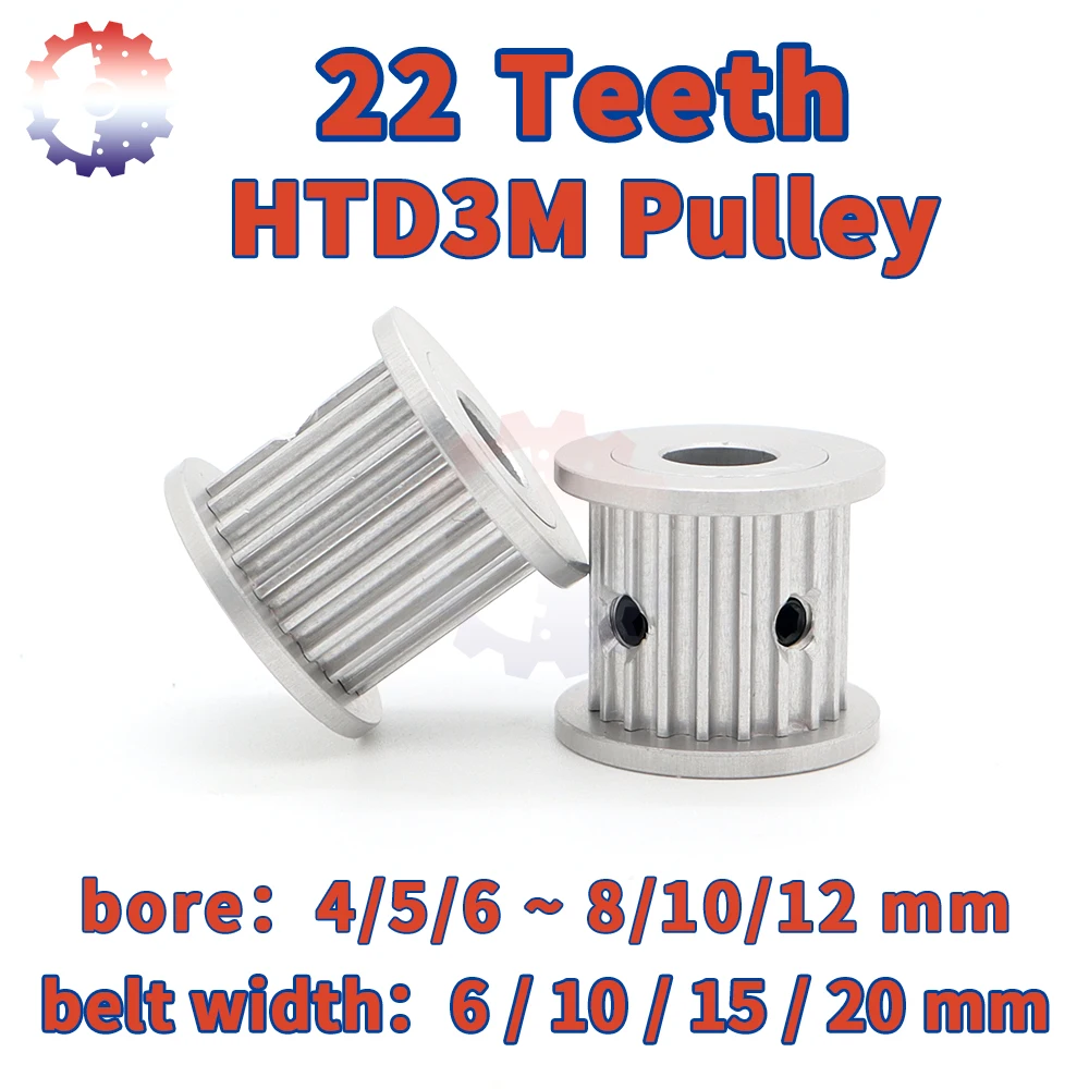 

22Teeth HTD 3M Belt Pulley 3M Pulley 22 Tooth Bore 4/5/6~12mm Belt Width 6 10 15 20mm Synchronous Wheels 22T HTD3M Timing Pulley