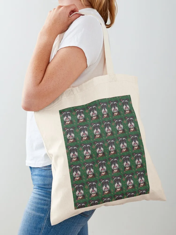 Schnauzer Loves Christmas Pud Tote Bag Large bags for women large tote bag tote bags cloth bags bag luxury women
