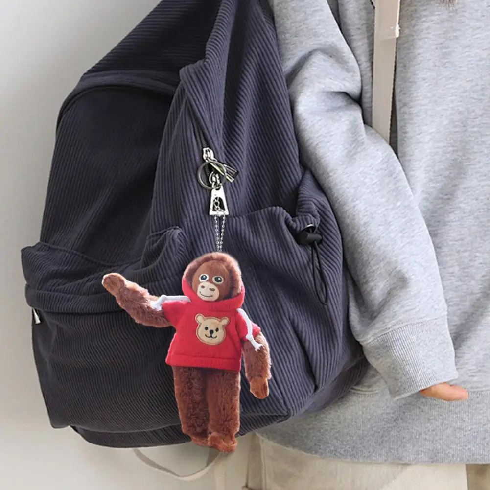 20 سنتيمتر الغوريلا المفاتيح هوديي القرد المفاتيح أفخم معلقة حلية مع أكياس سترة قابلة للإزالة قلادة الحيوان محشوة حلقة رئيسية #1