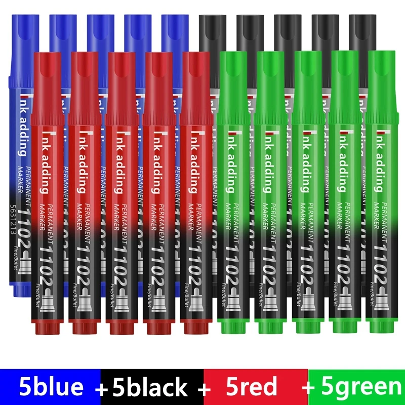 1/10/50pcs Permanent Marker Pens, Fine Tip, 2mm Red Blue Ink Black Waterproof, Quick Drying Drawing Pens Wood Stone Metal Glass