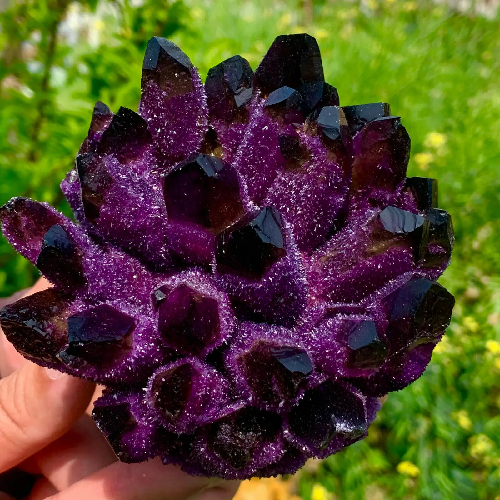 

Natural violet Ghost Phantom Quartz Crystal Cluster Healing Specimen