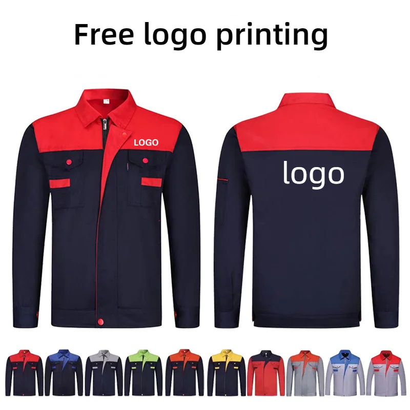 Spring Autumn Long Sleeves Working Clothes Suit Men Painter Factory Workshop Mechanical Electric Welder Repairer Print Logo