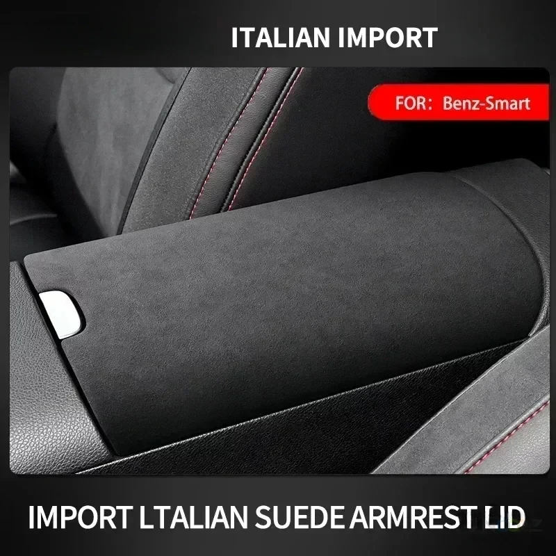 Alcantara Central Armrest Case Lid Cover Shell Panel For Mercedes Benz SMART Fortwo 1 BRABUS 1 Benz SMART Interior Accessories