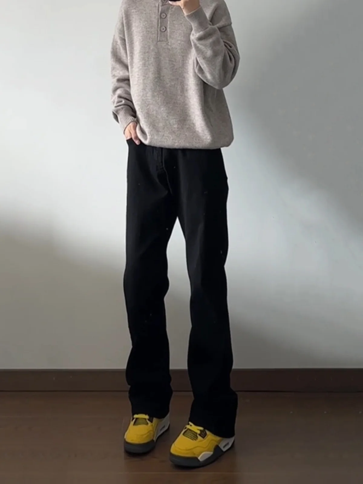 

Мужские джинсы Bla Fce с подкладкой, прямого кроя, осенне-зимние, удлиняющие ноги, слегка расклешенные, не обтягивающие, с эффектом стройности ног