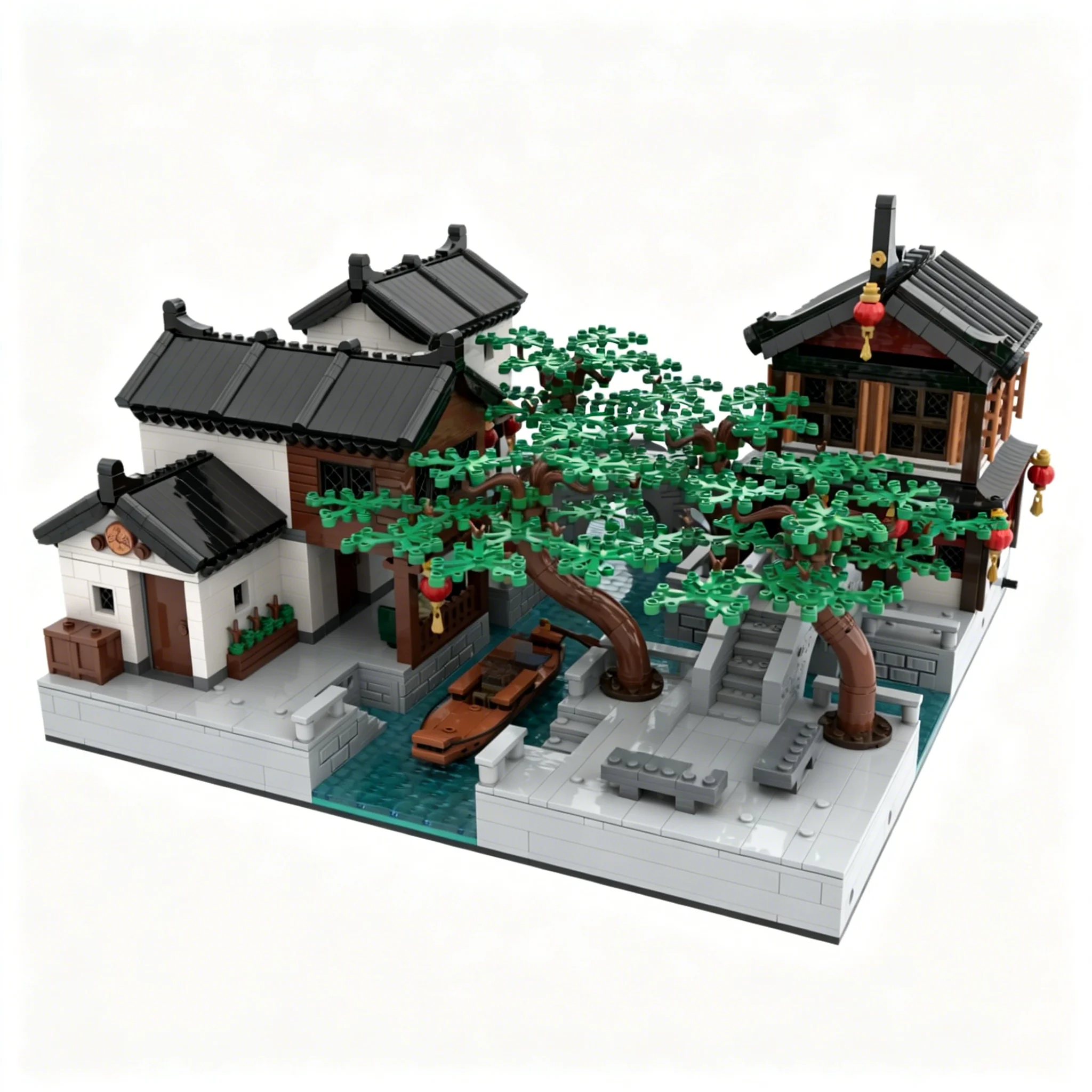 3957pcs MOC Seasonal Scenic Water Town Bricklink Designer Program Model Building Blocks Construction Toy Christmas Gift DIY