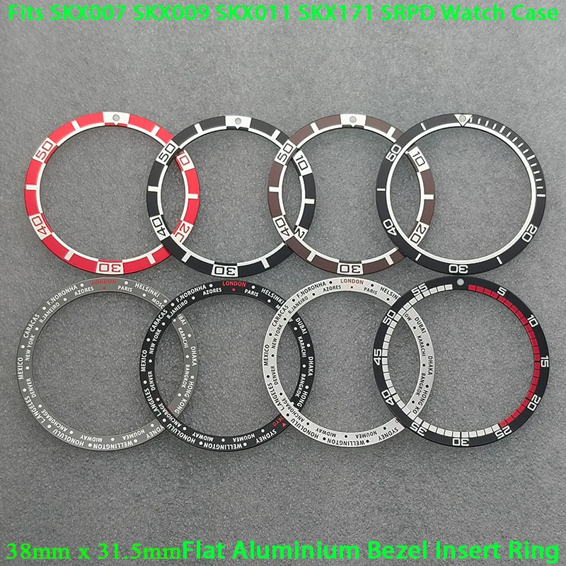 

38mmx31.5mm SKX007 Case Ring Flat Aluminum Bezel Insert Fit SKX007 SKX009 SRPD Watch NH36 NH35 Movement Watch Retrofit Accessory