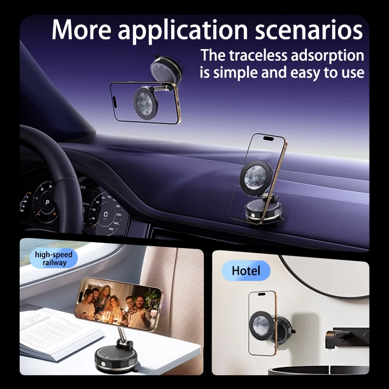حامل هاتف مغناطيسي لشفط الفراغ 720 ° كوب شفط أوتوماتيكي قابل للدوران مع الماس المتلألئ لهاتف آيفون 2026 #6