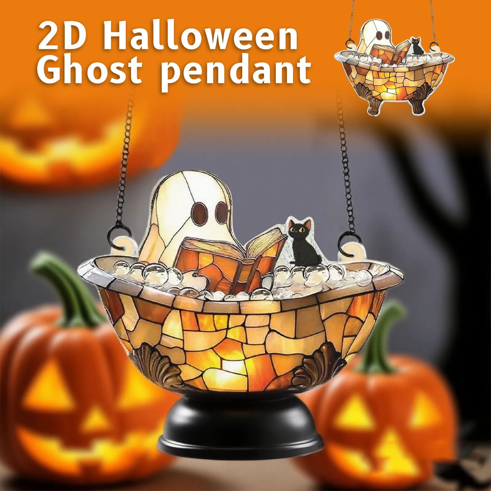 عيد الميلاد الديكور قلادة شجرة عيد الميلاد العلامة موضوع حزب الحرف زخرفة هالوين شبح 2d شقة الاكريليك الحرف عطلة أتموس #4