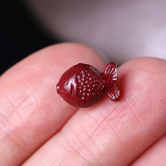 5A Natural Cinnabar Fish Zinnober Genuine Vermilion Single Bead DIY Jewelry Material