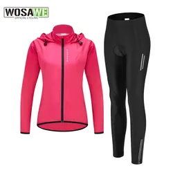 WOSAWE Women's Cycling Clothing Breathable Pants Rainproof Windproof Reflective Cycling Jersey Set Sportswear For Women