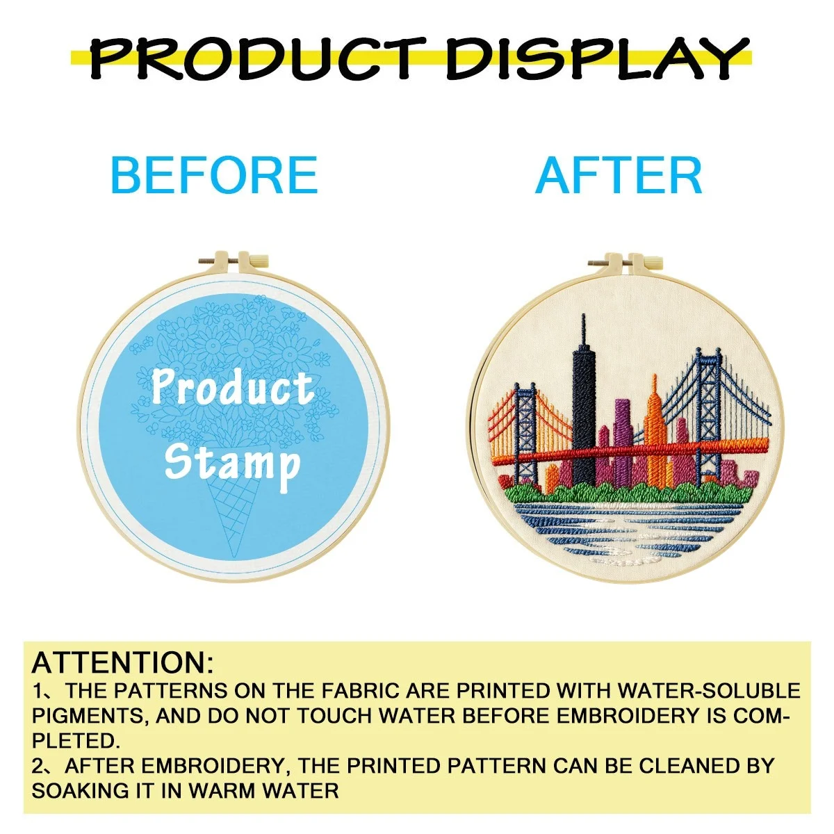 New York Skyline 1 Stück DIY Stickerei-Material-Set für Anfänger Stickerei-Starter-Kit Kreuzstich-Kunst als Geschenk Nadelarbeiten Handwerk – Detail 3
