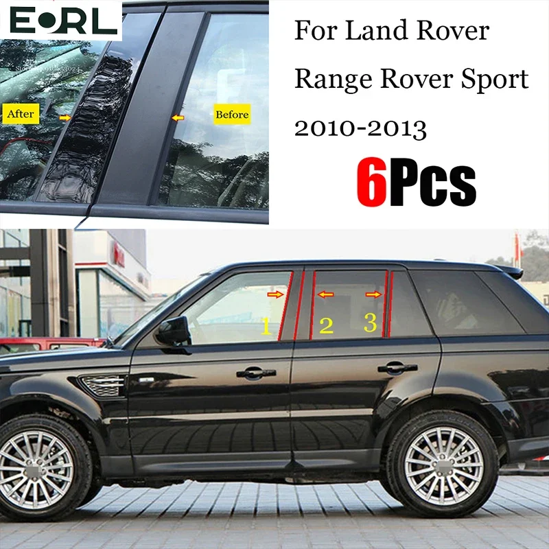 

6PCS Gloss Black Polished Pillar Posts Fit For Land Rover Range Rover Sport 2010 - 2013 Window Trim Cover BC Column Sticker