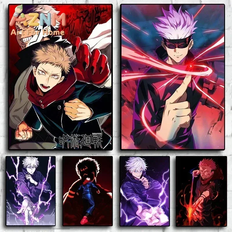 AZNM Jujutsu Kaisen Anime Canvas Wall Art Satoru Gojo Ryomen Sukuna Manga Character Canvas Print Room Decor Poster