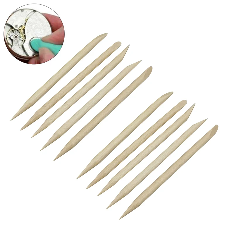 10Pcs Watch Repair Solid Wood Cleaning Stick Willow Wood Stick Suitable for Movement Repair Dial Cleaning Tool Wooden Strip