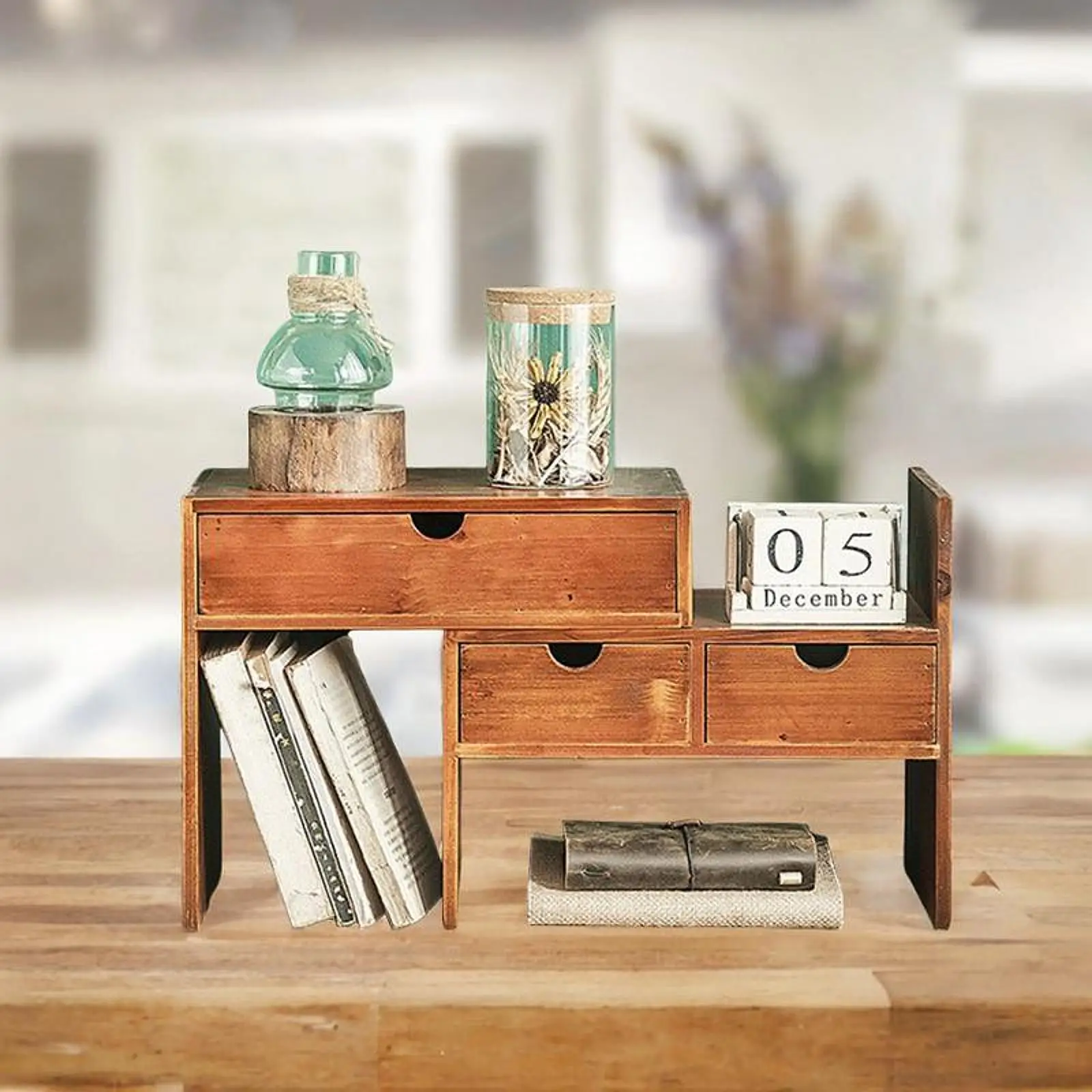 デスクオーガナイザー棚放熱ブラケット寝室書籍収納木製ホーム卓上二層モニタースタンドコンピュータラック