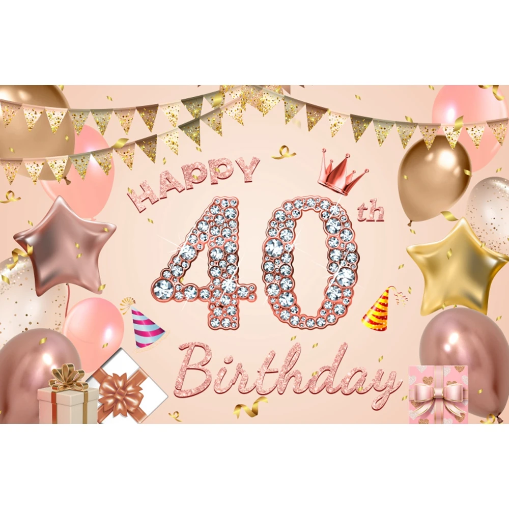 Happy Birthday Backdrop Pink Shinning Sparkle Photography Background 16 30 40 50 60 Years Old Birthday Party Decoration Custom