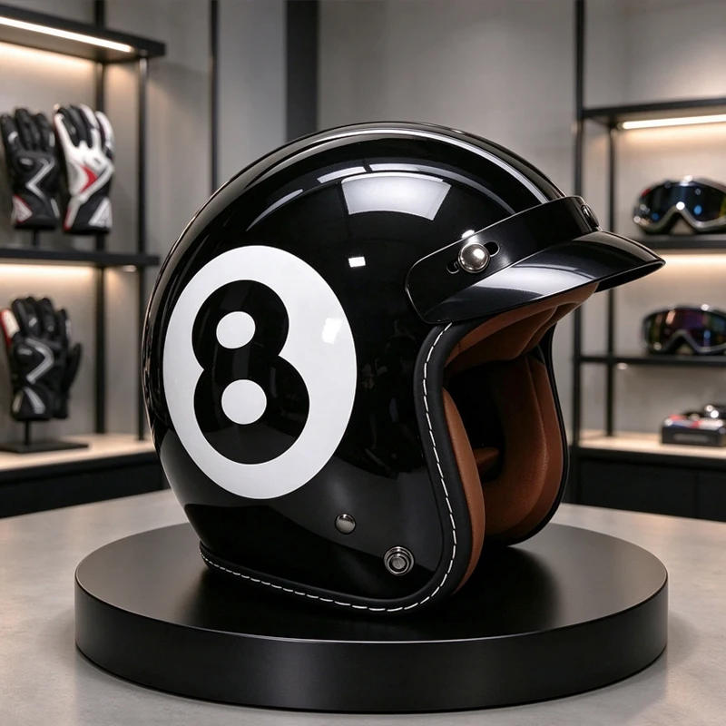2026 New Retro Helmet Three-Quarters Yellow Helmet with Brim Cruise Pedal Motorcycle Helmet Bicycle Helmet
