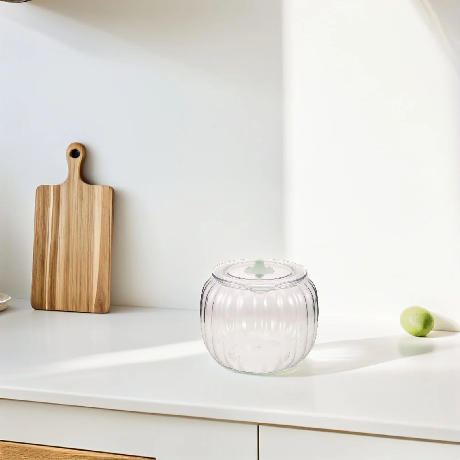 

Airtight Food Storage Jar Pumpkin Shape Clear Plastic Grain Bin for Kitchen Pantry Organization Cereal Rice Flour Oatmeal
