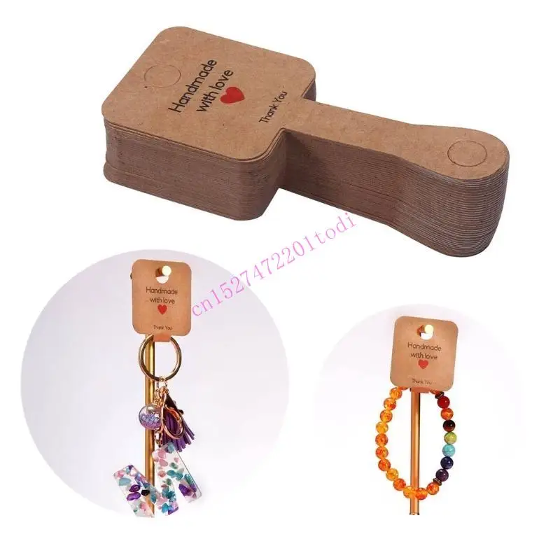 100Pcs Kraft Earring Holder Cards Bracelet Display Cards Small Products Hanging Display Cards for Keychain Necklace M76B