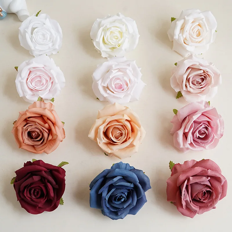 Großhandel Rosenblütenkopf 9 cm großer simulierter Corolla Rosenkopf für Fotografie Blumenarrangement Wandkranz Dekor gefälschte Blumen – Detail 1