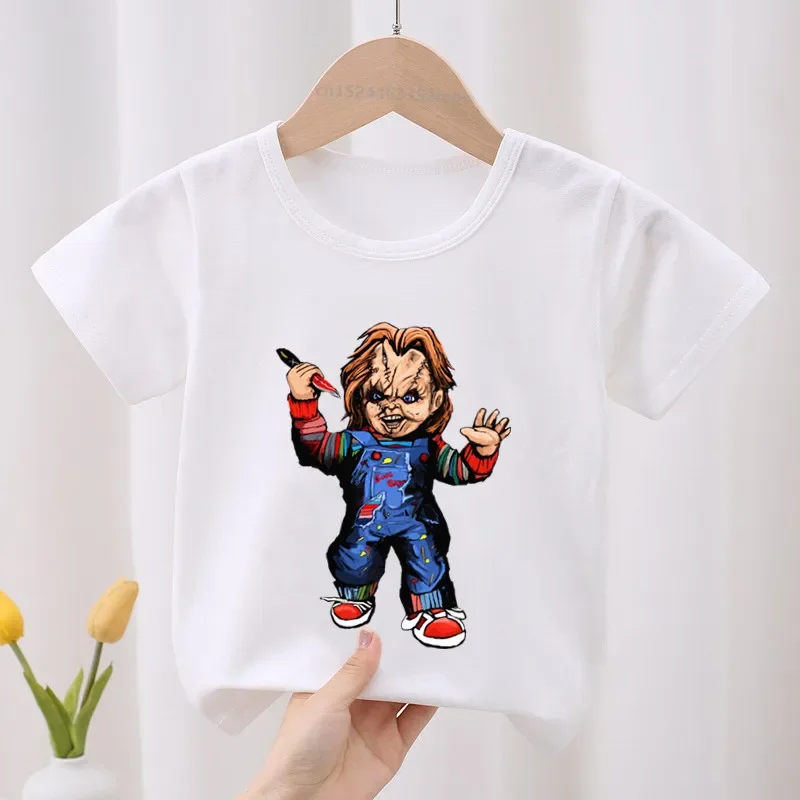 Kids T shirt Horror Killer Good Guys Chucky Graphic Boys T-Shirts Halloween Baby Girls Clothes Funny Summer Children Tops