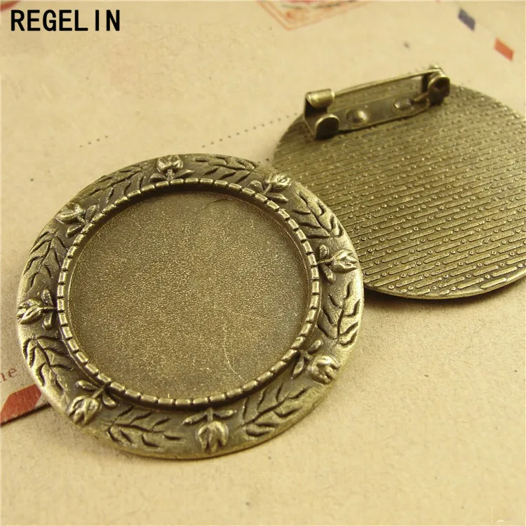 REGELIN 5pcs/lot Inner size 25mm brooch base Pendant Setting Fit Cabochon Brooch Setting Tray DIY Jewelry Findings