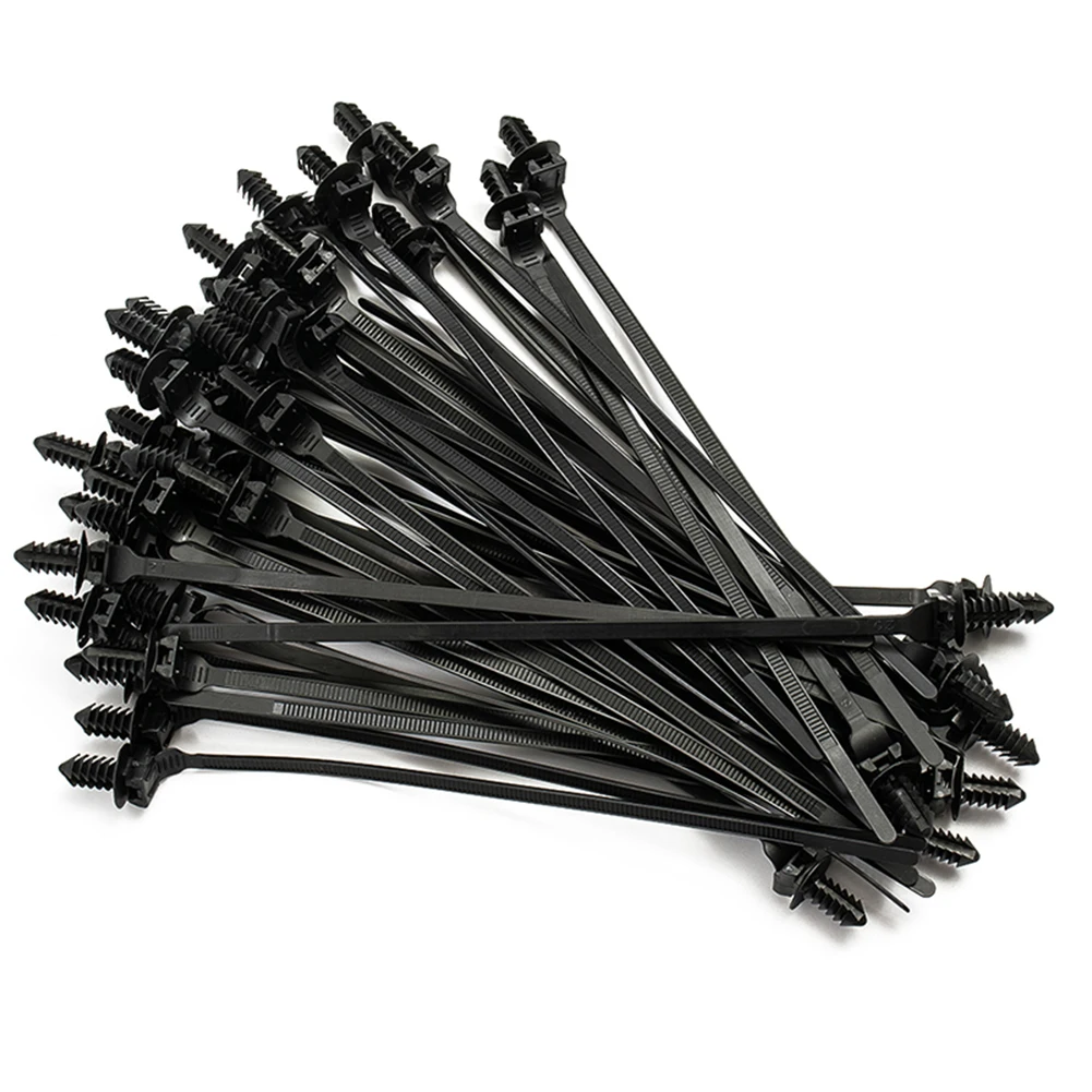 Keep Your Cables Neat 100x Nylon Push Clips Wire Tie Released Zip Straps for Effortless Car Cable Fastening Black