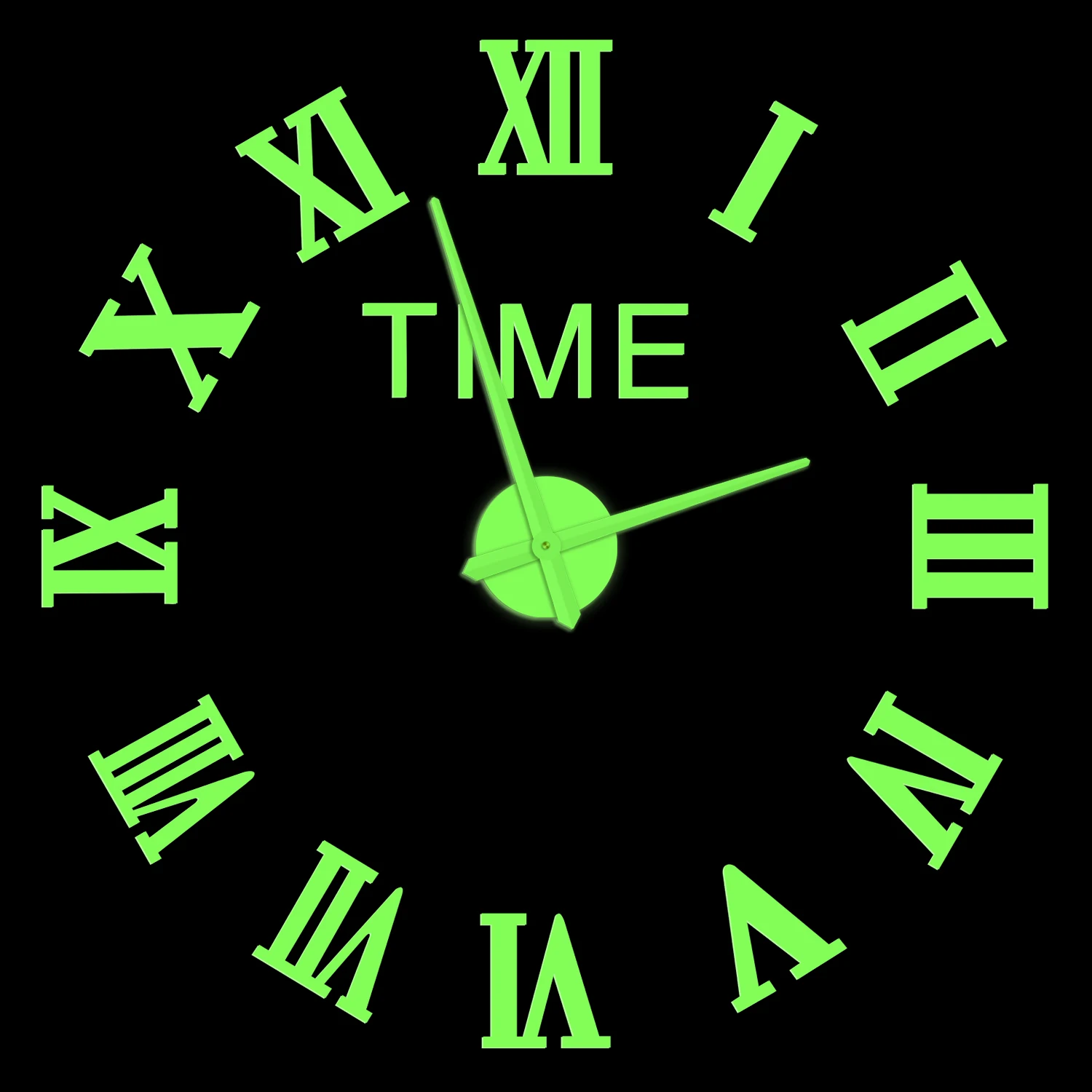 Retro Roman Numerals Glow In Dark DIY Wall Clock Modern Design Home Decor Self‑Adhesive Luminous Number Frameless Big Wall Clock