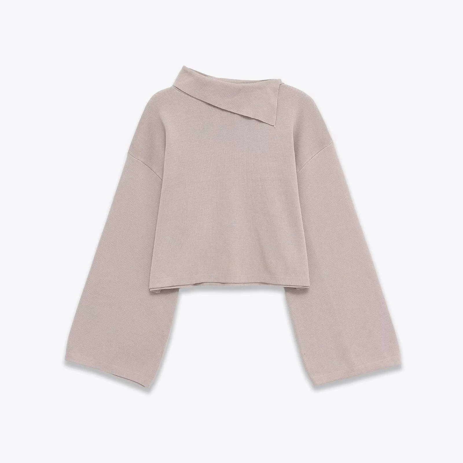 

2025 Winter New Women's Casual Simple Elegant Fashionable Versatile Long-Sleeved Slanted Neck Rolled Hem Soft Sweatshirt