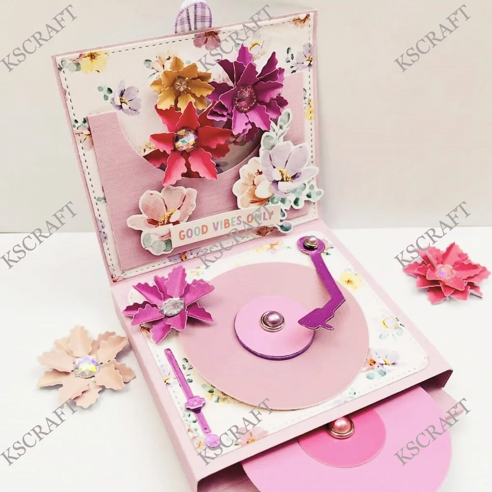 KSCRAFT Record Folding Box Cutting Dies Stencils for DIY Scrapbooking Decorative Embossing DIY Paper Cards